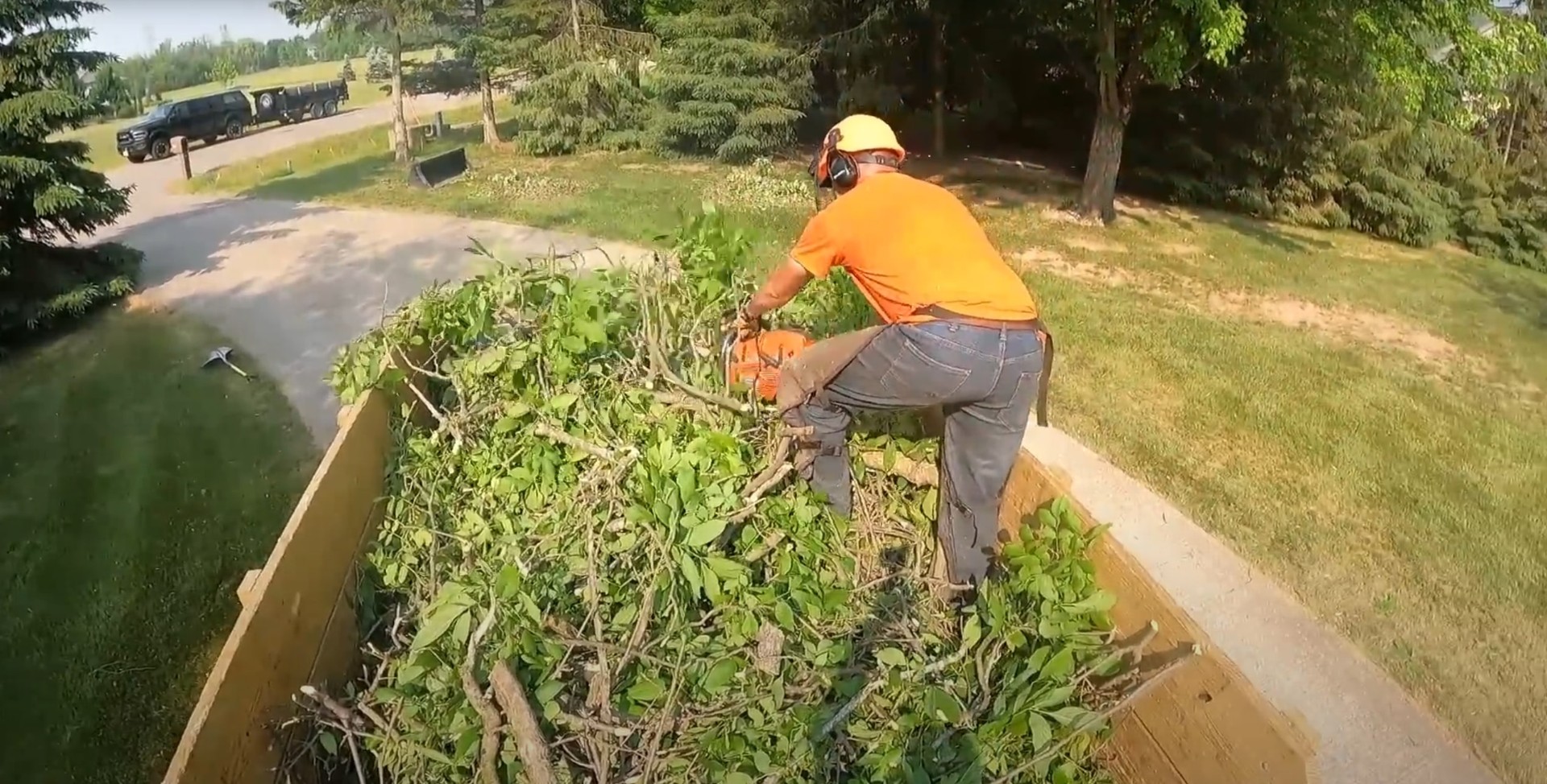 Expert Stump Grinding Services Professional using chainsaw for stump grinding and tree cutting services